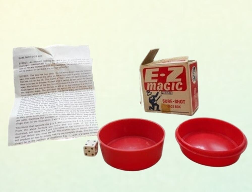 Vintage E-Z Magic Sure-Shot Dice Box Near Complete Original Box/Instructions